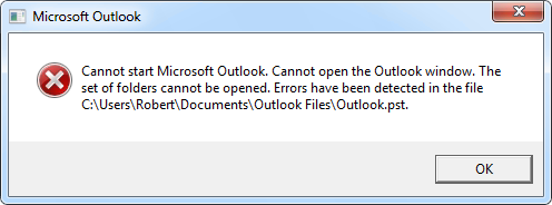 Outlook non aprirà l'errore PST