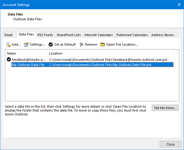 how to delete outlook account windows 10