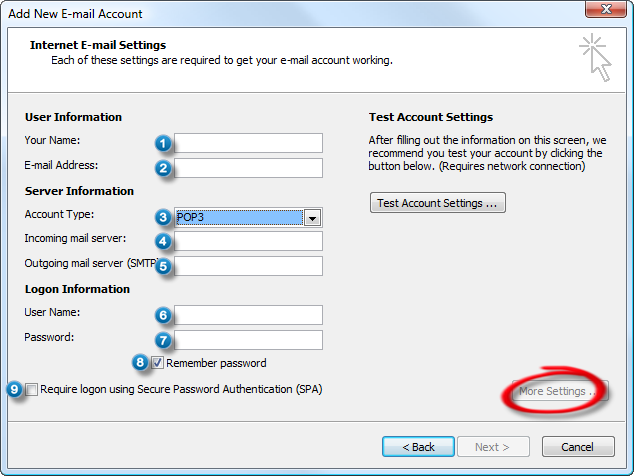 where is account settings for outlook 2010
