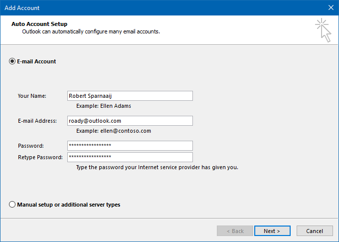 how to switch email accounts in outlook
