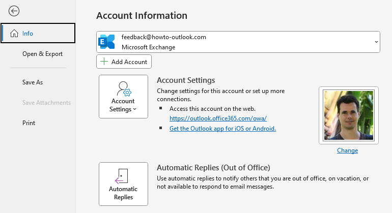 How to add ooo message in outlook