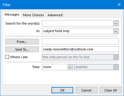 how to make outlook conditional formatting for all folders