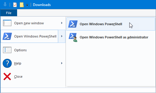 File Explorer - Open Windows PowerShell