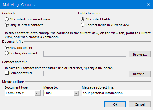 where is mail merge in outlook 365