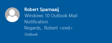 how to get outlook email notifications on windows 10