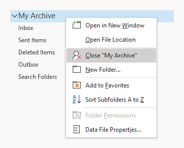 how to open archive folder in outlook 2016