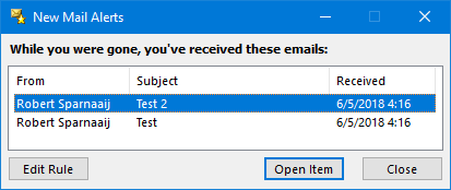 outlook throttled popup