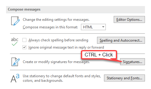 how to create new outlook email with existing ending